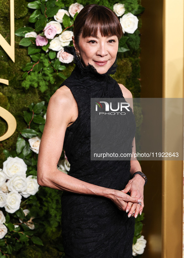 Michelle Yeoh wearing Balenciaga arrives at the 82nd Annual Golden Globe Awards held at The Beverly Hilton Hotel on January 5, 2025 in Bever...