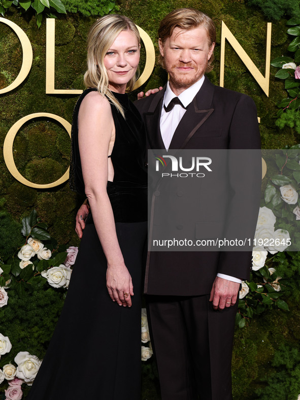 Kirsten Dunst and husband Jesse Plemons arrive at the 82nd Annual Golden Globe Awards held at The Beverly Hilton Hotel on January 5, 2025 in...