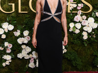 Miley Cyrus wearing Celine with Da Beers jewelry arrives at the 82nd Annual Golden Globe Awards held at The Beverly Hilton Hotel on January...