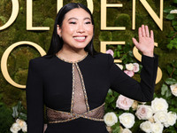 Awkwafina wearing Jenny Packham arrives at the 82nd Annual Golden Globe Awards held at The Beverly Hilton Hotel on January 5, 2025 in Beverl...