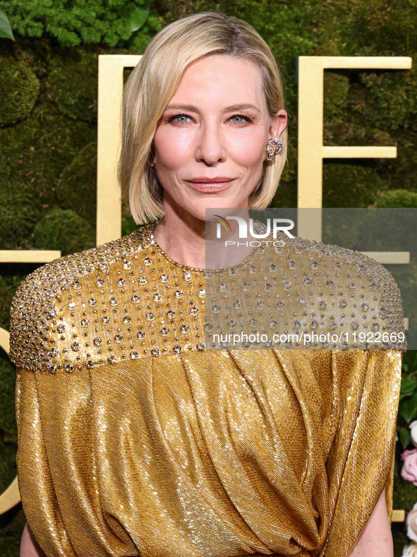 Cate Blanchett arrives at the 82nd Annual Golden Globe Awards held at The Beverly Hilton Hotel on January 5, 2025 in Beverly Hills, Los Ange...