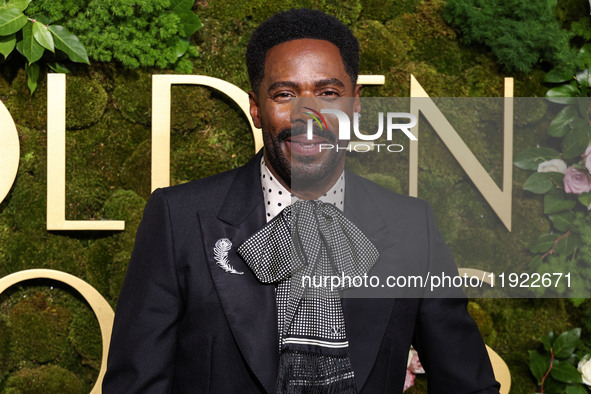 Colman Domingo wearing Valentino arrives at the 82nd Annual Golden Globe Awards held at The Beverly Hilton Hotel on January 5, 2025 in Bever...