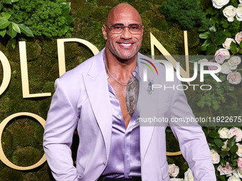 Dwayne Johnson wearing Dolce and Gabanna arrives at the 82nd Annual Golden Globe Awards held at The Beverly Hilton Hotel on January 5, 2025...