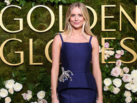 Justine Lupe wearing Prada arrives at the 82nd Annual Golden Globe Awards held at The Beverly Hilton Hotel on January 5, 2025 in Beverly Hil...