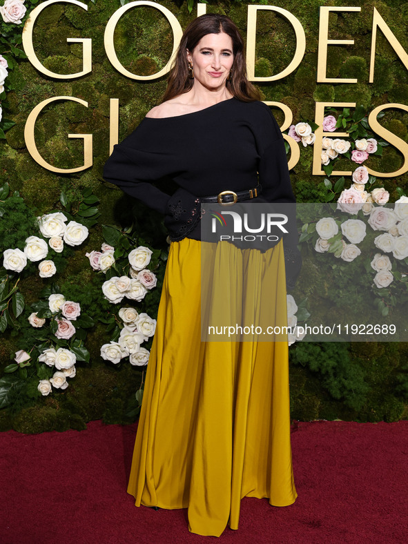 Kathryn Hahn wearing Altuzarra arrives at the 82nd Annual Golden Globe Awards held at The Beverly Hilton Hotel on January 5, 2025 in Beverly...