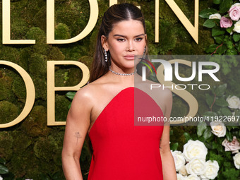 Maren Morris wearing Carolina Herrera arrives at the 82nd Annual Golden Globe Awards held at The Beverly Hilton Hotel on January 5, 2025 in...