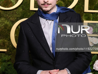 Timothee Chalamet wearing Tom Ford arrives at the 82nd Annual Golden Globe Awards held at The Beverly Hilton Hotel on January 5, 2025 in Bev...