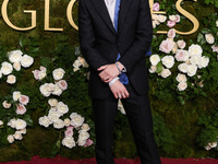 Timothee Chalamet wearing Tom Ford arrives at the 82nd Annual Golden Globe Awards held at The Beverly Hilton Hotel on January 5, 2025 in Bev...