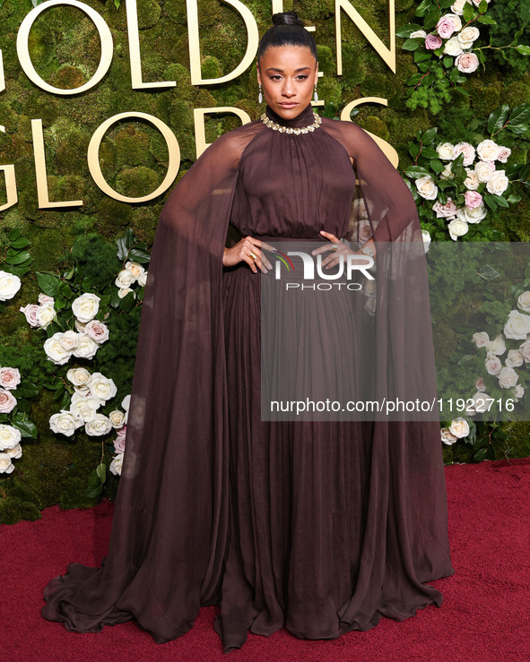 Ariana DeBose wearing Oscar de la Renta arrives at the 82nd Annual Golden Globe Awards held at The Beverly Hilton Hotel on January 5, 2025 i...