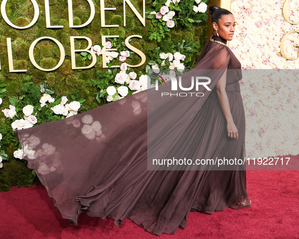 Ariana DeBose wearing Oscar de la Renta arrives at the 82nd Annual Golden Globe Awards held at The Beverly Hilton Hotel on January 5, 2025 i...