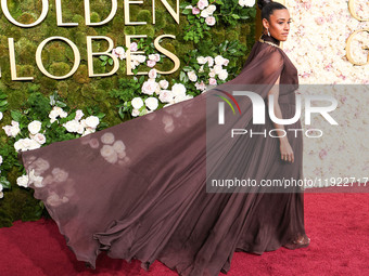 Ariana DeBose wearing Oscar de la Renta arrives at the 82nd Annual Golden Globe Awards held at The Beverly Hilton Hotel on January 5, 2025 i...