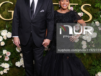 David Zayas and Liza Colon-Zayas arrive at the 82nd Annual Golden Globe Awards held at The Beverly Hilton Hotel on January 5, 2025 in Beverl...