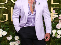 Dwayne Johnson wearing Dolce and Gabanna arrives at the 82nd Annual Golden Globe Awards held at The Beverly Hilton Hotel on January 5, 2025...