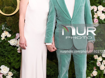 Emma Wall and Jeremy Strong arrive at the 82nd Annual Golden Globe Awards held at The Beverly Hilton Hotel on January 5, 2025 in Beverly Hil...