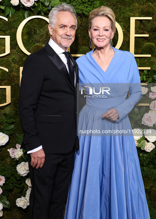 Joe Pacheco and Jean Smart arrive at the 82nd Annual Golden Globe Awards held at The Beverly Hilton Hotel on January 5, 2025 in Beverly Hill...