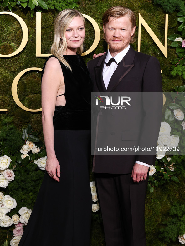 Kirsten Dunst and husband Jesse Plemons arrive at the 82nd Annual Golden Globe Awards held at The Beverly Hilton Hotel on January 5, 2025 in...