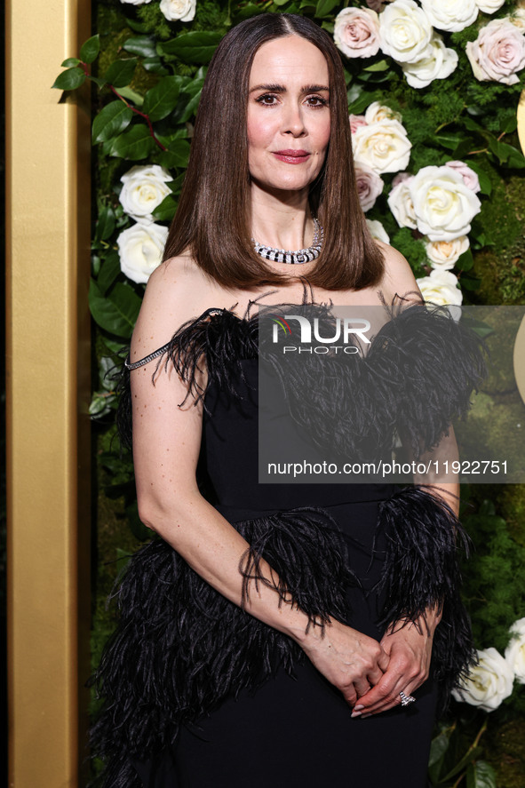 Sarah Paulson wearing Elie Saab arrives at the 82nd Annual Golden Globe Awards held at The Beverly Hilton Hotel on January 5, 2025 in Beverl...