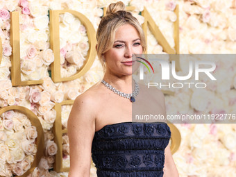 Kate Hudson wearing Carolina Herrera arrives at the 82nd Annual Golden Globe Awards held at The Beverly Hilton Hotel on January 5, 2025 in B...