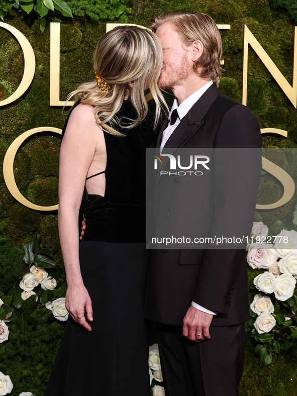 Kirsten Dunst and husband Jesse Plemons arrive at the 82nd Annual Golden Globe Awards held at The Beverly Hilton Hotel on January 5, 2025 in...