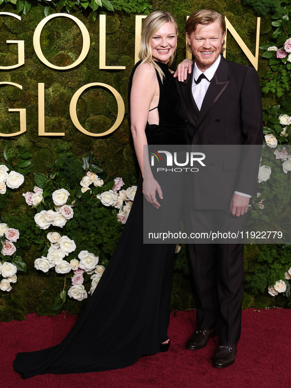 Kirsten Dunst and husband Jesse Plemons arrive at the 82nd Annual Golden Globe Awards held at The Beverly Hilton Hotel on January 5, 2025 in...