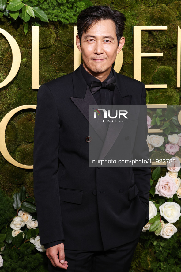 Lee Jung-jae wearing Gucci arrives at the 82nd Annual Golden Globe Awards held at The Beverly Hilton Hotel on January 5, 2025 in Beverly Hil...