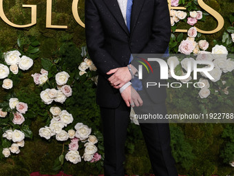 Timothee Chalamet wearing Tom Ford arrives at the 82nd Annual Golden Globe Awards held at The Beverly Hilton Hotel on January 5, 2025 in Bev...