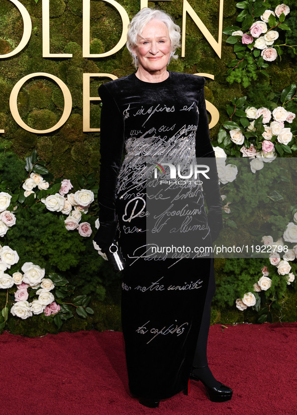 Glenn Close arrives at the 82nd Annual Golden Globe Awards held at The Beverly Hilton Hotel on January 5, 2025 in Beverly Hills, Los Angeles...