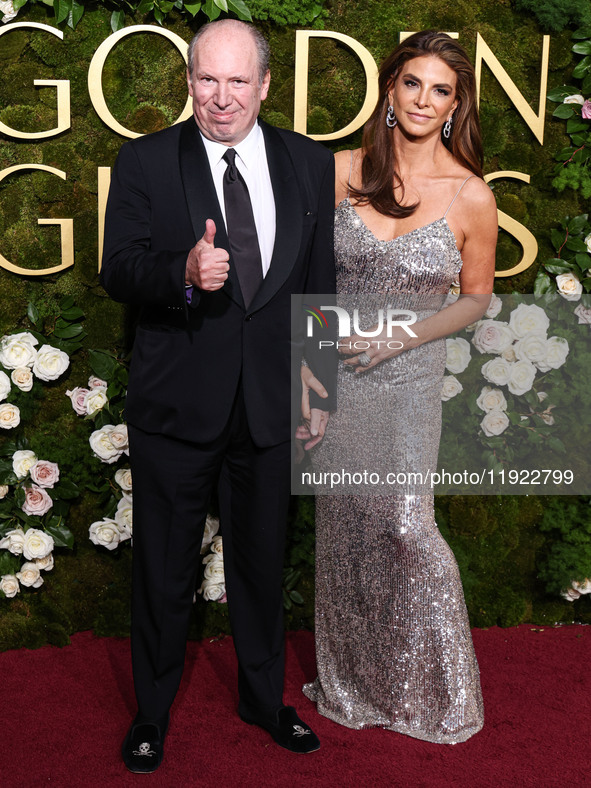 Hans Zimmer and Dina De Luca arrive at the 82nd Annual Golden Globe Awards held at The Beverly Hilton Hotel on January 5, 2025 in Beverly Hi...