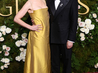 Lucia Aniello and Paul W. Downs arrive at the 82nd Annual Golden Globe Awards held at The Beverly Hilton Hotel on January 5, 2025 in Beverly...