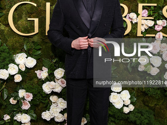 Matt Rife wearing a Giorgio Armani tuxedo arrives at the 82nd Annual Golden Globe Awards held at The Beverly Hilton Hotel on January 5, 2025...