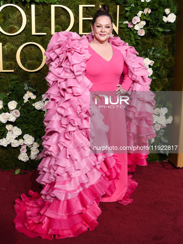 Melissa McCarthy wearing Christian Siriano arrives at the 82nd Annual Golden Globe Awards held at The Beverly Hilton Hotel on January 5, 202...