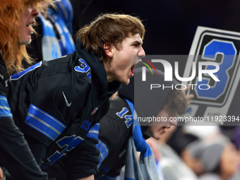 DETROIT,MICHIGAN-JANUARY 5:  Detroit Lions fans cheer during a game between the Detroit Lions and the Minnesota Vikings in Detroit, Michigan...