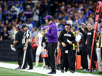 DETROIT,MICHIGAN-JANUARY 5:  Minnesota Vikings head coach Kevin O'Connell looks on from the sidelines during a game between the Detroit Lion...