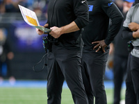 DETROIT,MICHIGAN-JANUARY 5:  Detroit Lions head coach Dan Campbell looks on from the sidelines during a game between the Detroit Lions and t...