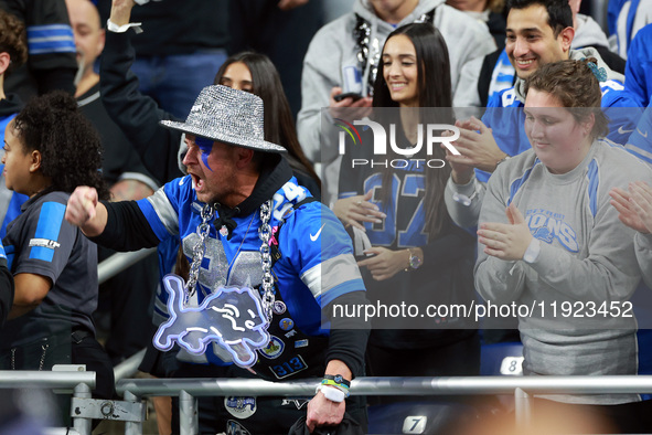 DETROIT,MICHIGAN-JANUARY 5:  Detroit Lions fans cheer during a game between the Detroit Lions and the Minnesota Vikings in Detroit, Michigan...