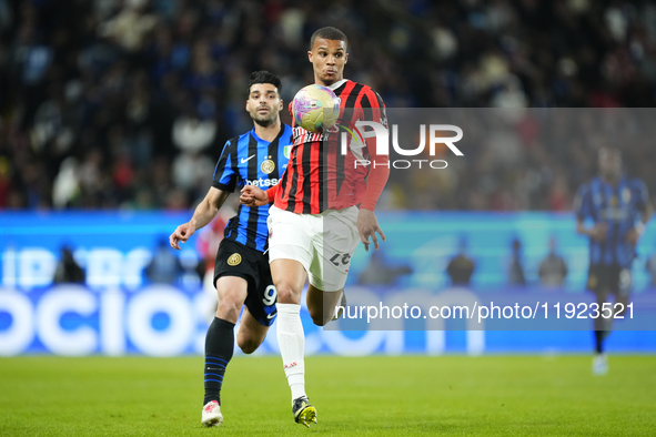 Malick Thiaw centre-back of AC Milan and Germany during the EA SPORTS FC SUPERCUP 24/25 final match between FC Internazionale and AC Milan a...