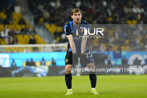 Nicolo Barella central midfield of Internazionale and Italy reacts  during the EA SPORTS FC SUPERCUP 24/25 final match between FC Internazio...