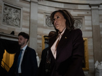 Vice Presidents leads a procession of Senators through the Capitol rotunda to a joint session certifying the results of the 2024 presidentia...