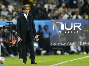 Simone Inzaghi head coach of Internazionale reacts during the EA SPORTS FC SUPERCUP 24/25 final match between FC Internazionale and AC Milan...