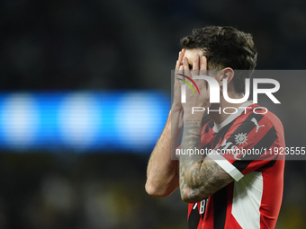 Christian Pulisic right winger of AC Milan and United States reacts during the EA SPORTS FC SUPERCUP 24/25 final match between FC Internazio...