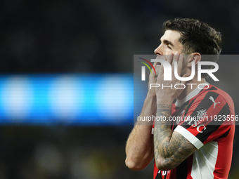 Christian Pulisic right winger of AC Milan and United States reacts during the EA SPORTS FC SUPERCUP 24/25 final match between FC Internazio...