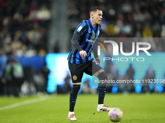 Kristjan Asllani defensive midfield of Internazionale and Albania during the EA SPORTS FC SUPERCUP 24/25 final match between FC Internaziona...