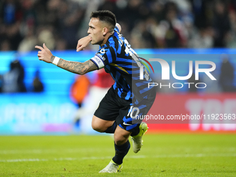 Lautaro Martinez centre-forward of Internazionale and Argentina celebrates after scoring his sides first goal during the EA SPORTS FC SUPERC...