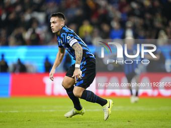 Lautaro Martinez centre-forward of Internazionale and Argentina celebrates after scoring his sides first goal during the EA SPORTS FC SUPERC...