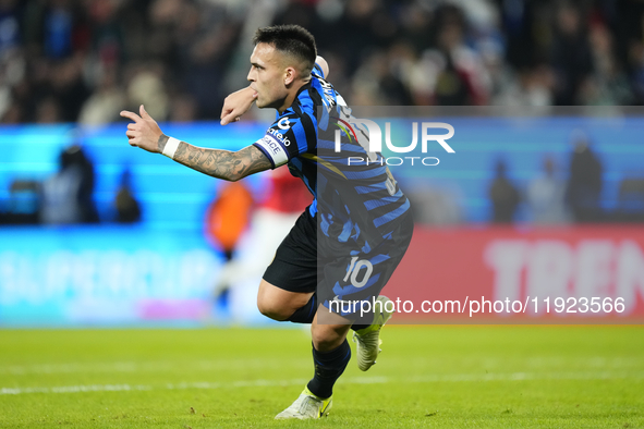 Lautaro Martinez centre-forward of Internazionale and Argentina celebrates after scoring his sides first goal during the EA SPORTS FC SUPERC...