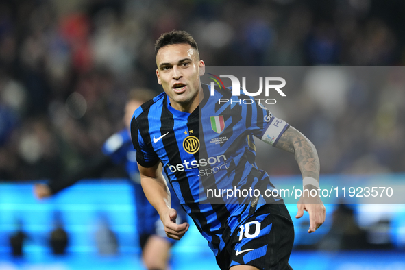 Lautaro Martinez centre-forward of Internazionale and Argentina celebrates after scoring his sides first goal during the EA SPORTS FC SUPERC...