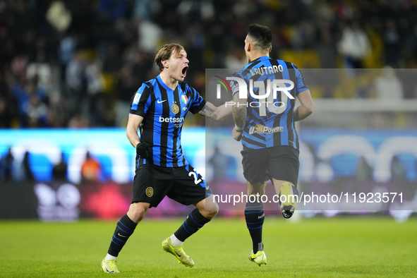 Lautaro Martinez centre-forward of Internazionale and Argentina celebrates after scoring his sides first goal  during the EA SPORTS FC SUPER...