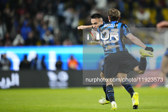 Lautaro Martinez centre-forward of Internazionale and Argentina celebrates after scoring his sides first goal  during the EA SPORTS FC SUPER...