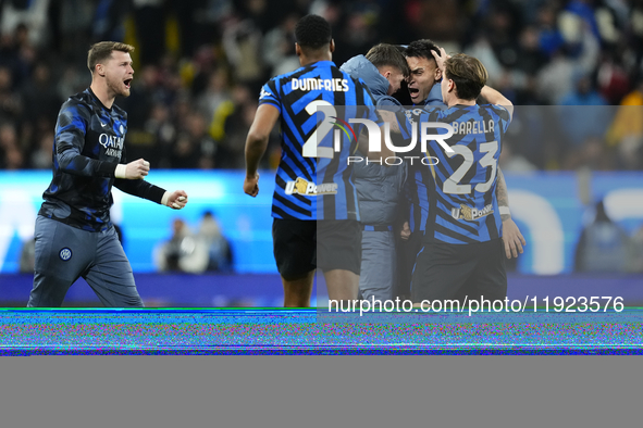 Lautaro Martinez centre-forward of Internazionale and Argentina celebrates after scoring his sides first goal  during the EA SPORTS FC SUPER...