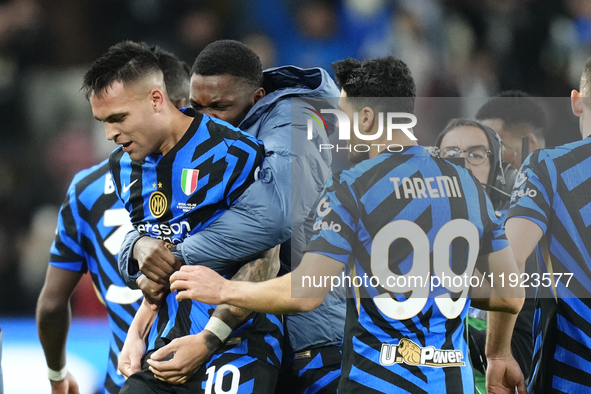 Lautaro Martinez centre-forward of Internazionale and Argentina celebrates after scoring his sides first goal  during the EA SPORTS FC SUPER...